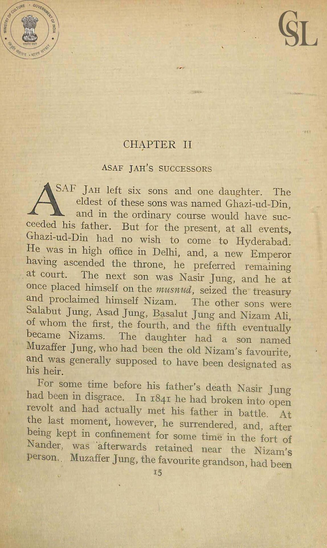 Nizam hyderabad nawab raunaq yar khan history of the deccan gribble jdb vol ii pg 15