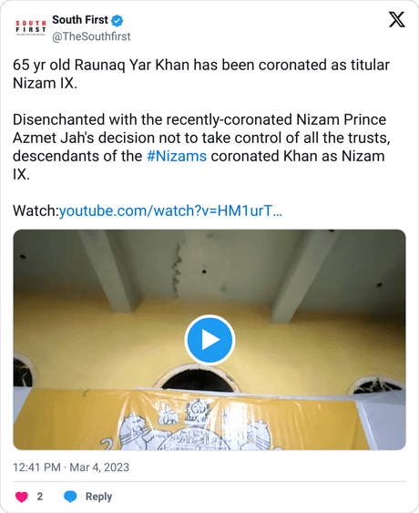 Tweets nizam of asaf jahi dynasty of hyderabad raunaq yar khan 1631915125753151490