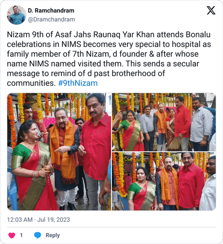 Tweets nizam of asaf jahi dynasty of hyderabad raunaq yar khan 1681371737651556352